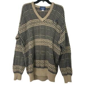 Vintage La Mode Pebble Beach Intarsia Sweater XL 90s Golf Coastal Grandpa Cotton